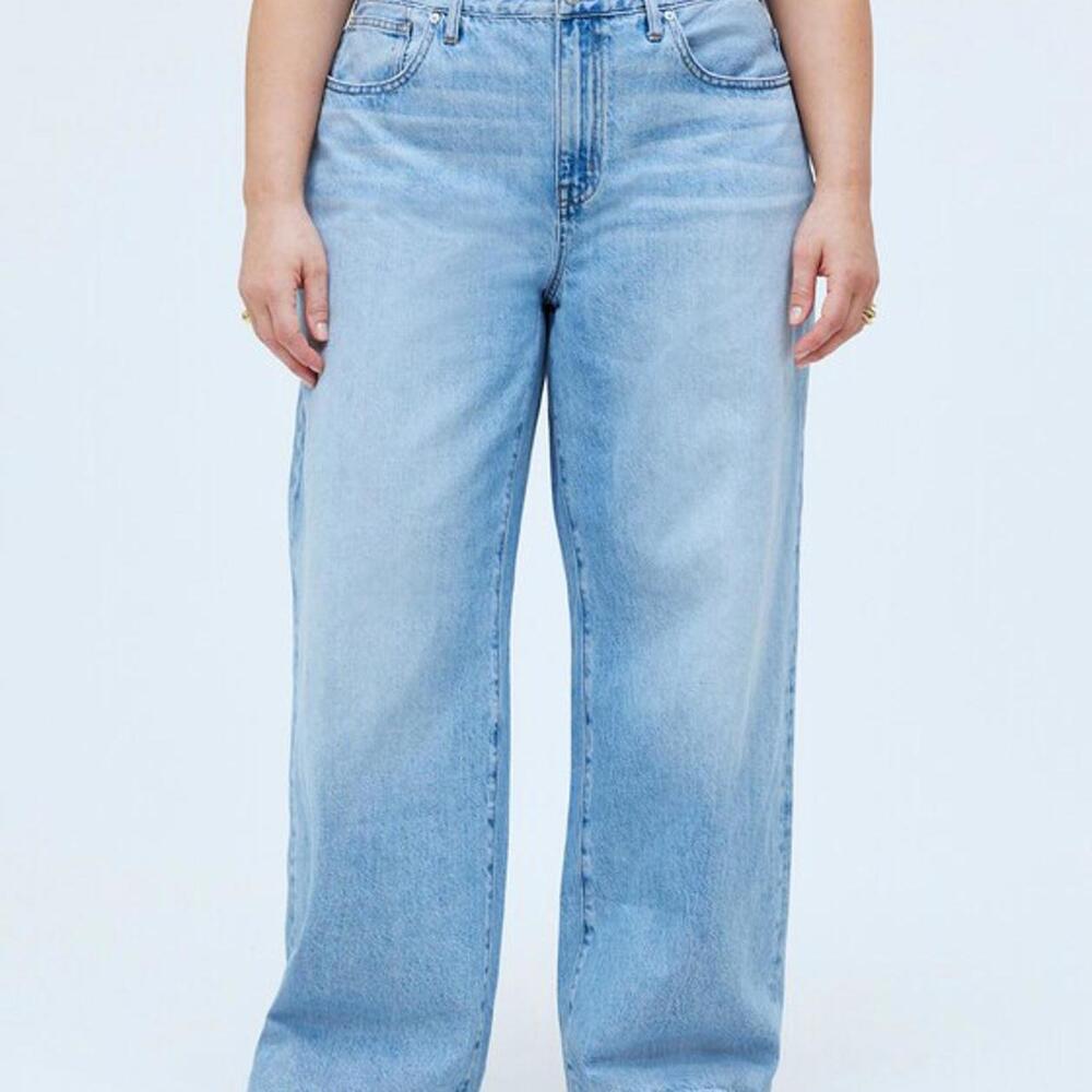 Madewell Plus Superwide Leg Jeans 32 Ahern Wash Light 100% Cotton Rigid High - Picture 7 of 8